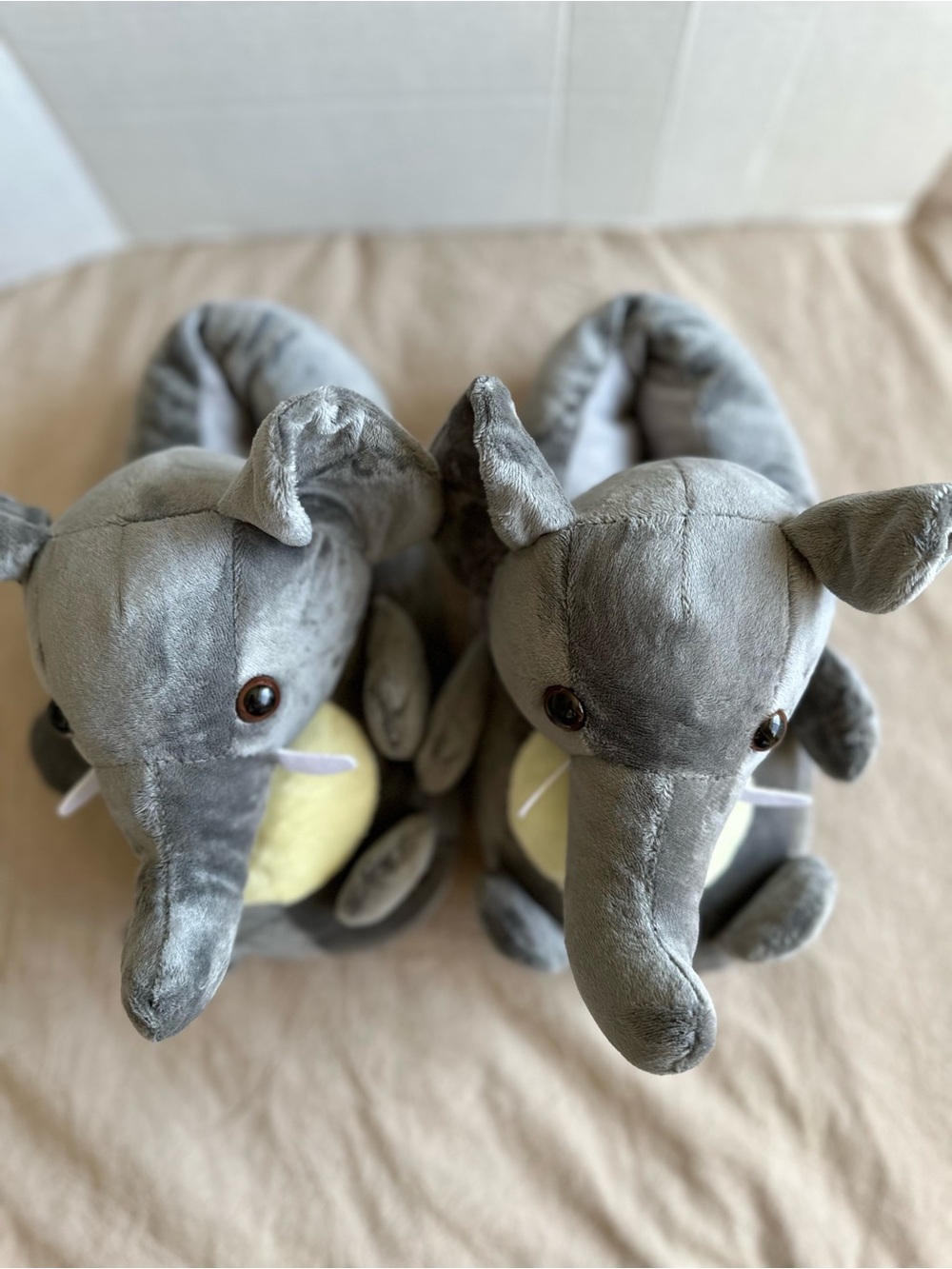 Plush Adult Soft Gray Elephant Home Slippers Pair Size 11-12